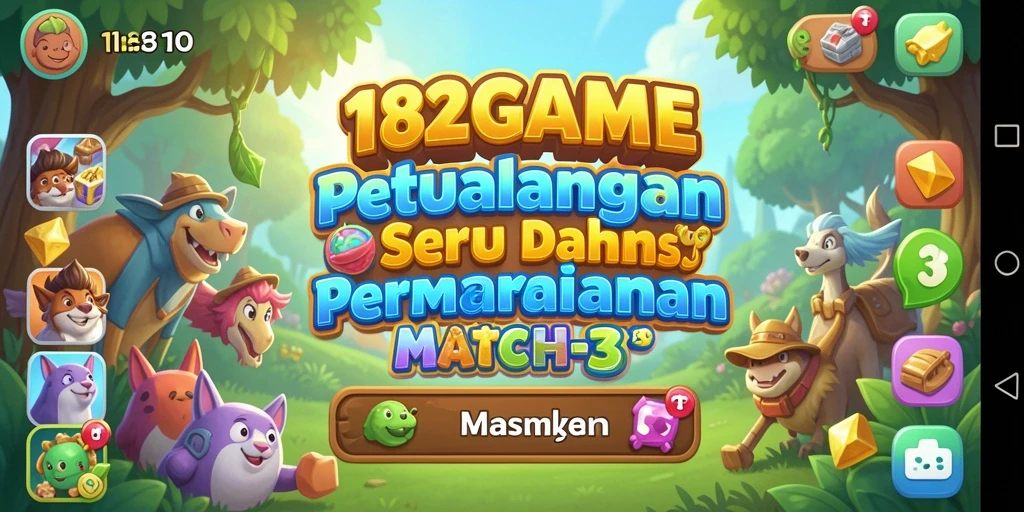 Tampilan gameplay <strong>182GAME</strong> yang seru dalam match-3.