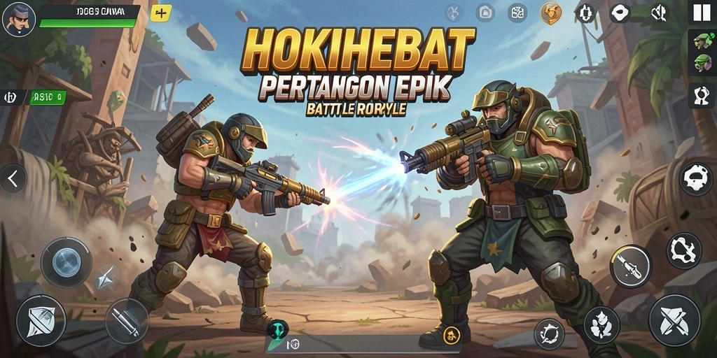Gameplay yang mendebarkan dari HOKIHEBAT di arena Battle Royale.