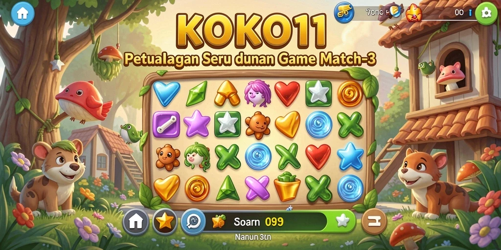 Tangkapan layar gameplay KOKO11 menunjukkan keasyikan dalam mencocokkan elemen.