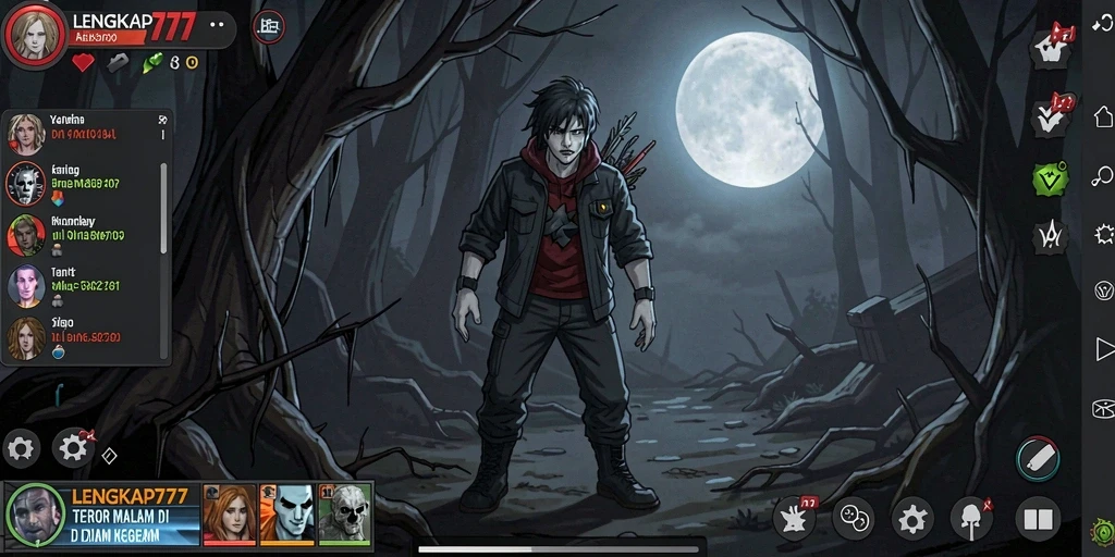 Tangkapan layar gameplay LENGKAP777 menampilkan suasana mencekam dalam game horor.