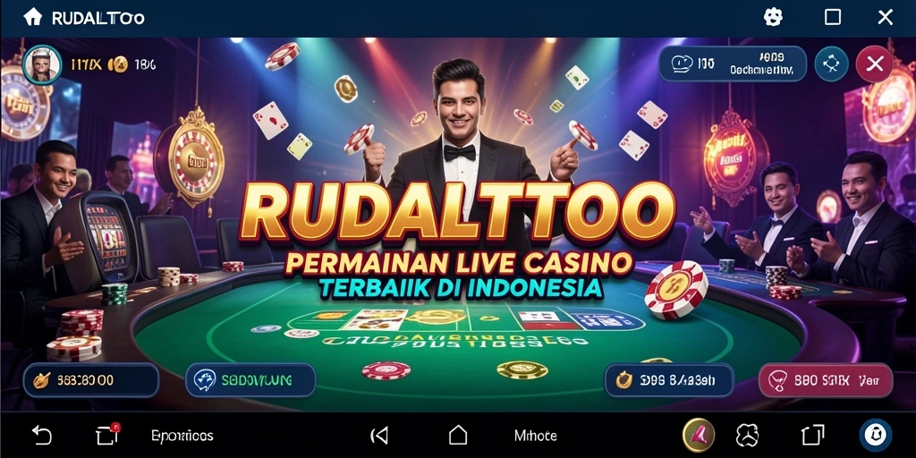 Screenshot RUDALTOTO menampilkan dealer langsung yang berinteraksi dengan pemain dalam permainan Live Casino.