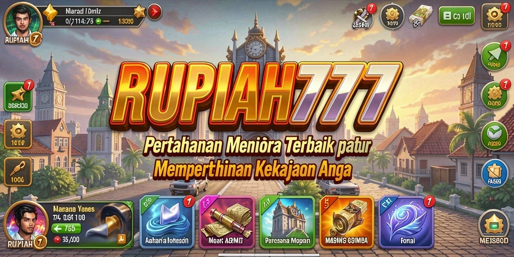 Screenshot RUPIAH777 menampilkan aksi seru pertahanan menara.